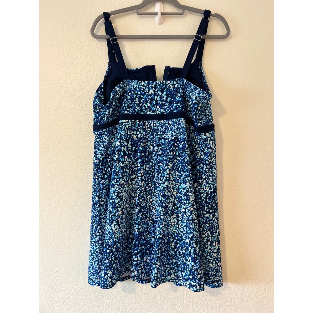 NWT Lands' End Zip Front Swim Dress Turquoise Resortwear Vacation SZ XXL - Picture 3 of 7